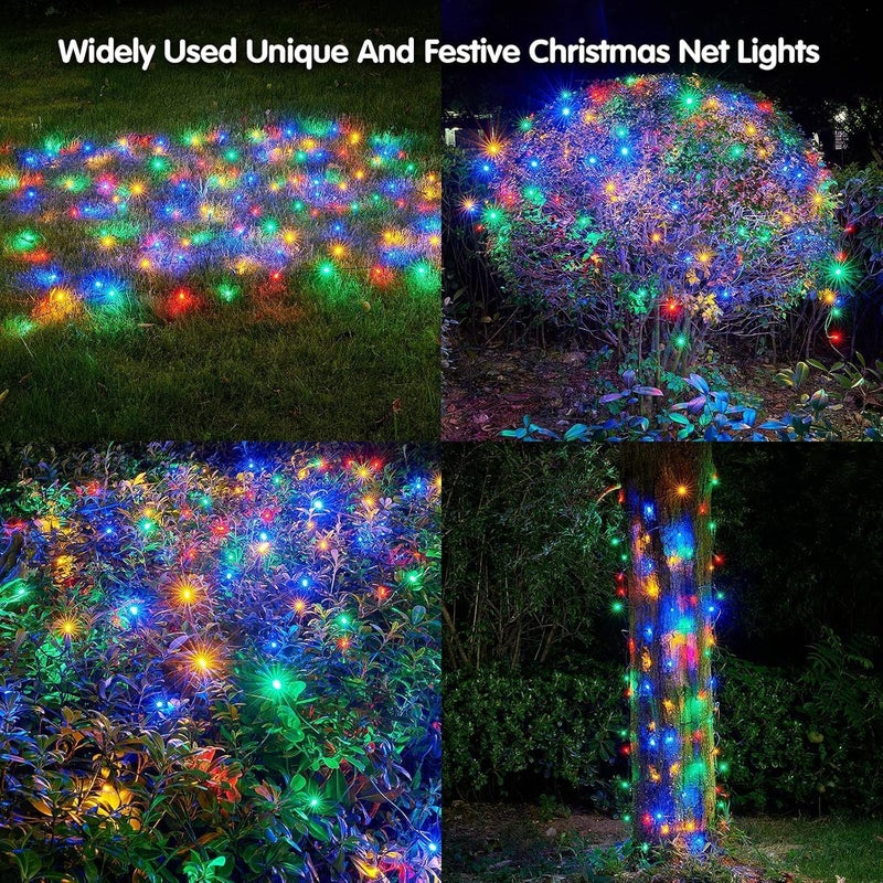 Dirnun Led Christmas Net Lights Outdoor Christmas Lights Multicolor 160LED 5ftx7ft, Waterproof Outdoor Indoor Fairy Mesh Net Light for Xmas Party, Yard, Patio, Trees, Shrubs, Bushes Decorations - Image 2